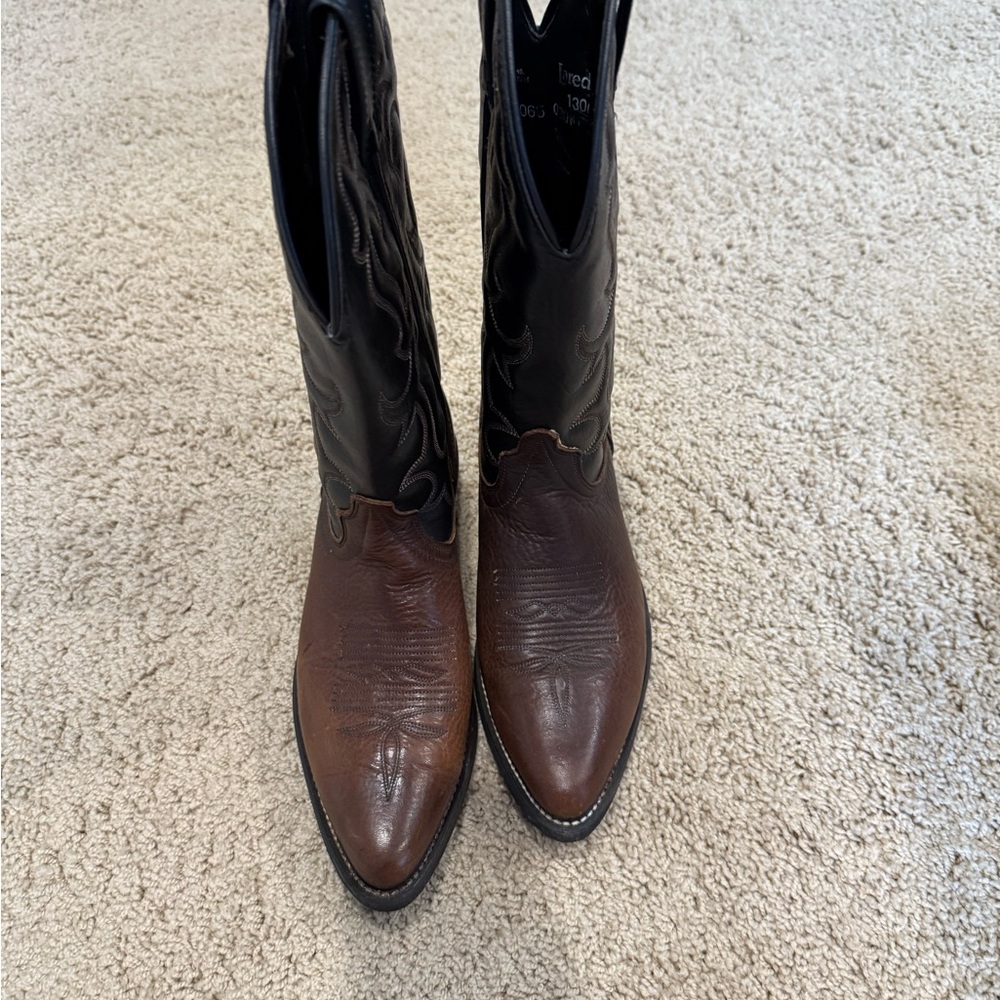 Laredo Two-Tone Black and Brown Cowboy Boots